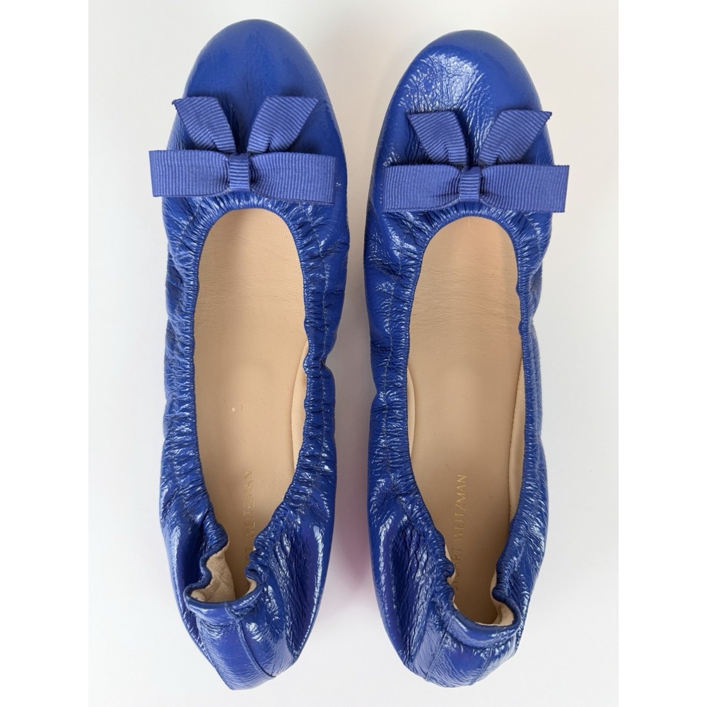 Stuart Weitzman Royal Blue Patent Leather Ballet Flats Sz 8.5